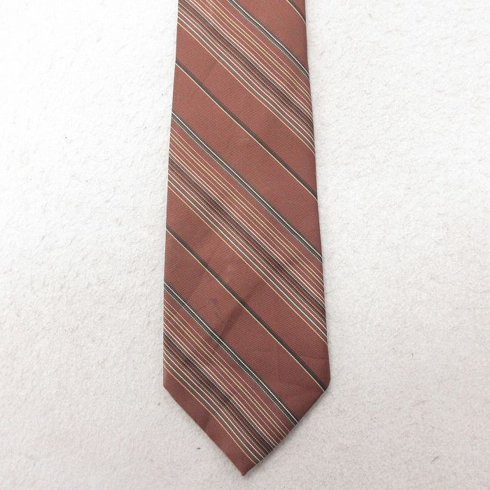 中古 ネクタイ 80年代 80s こげ茶 ブラウン ボーダー 25jul01