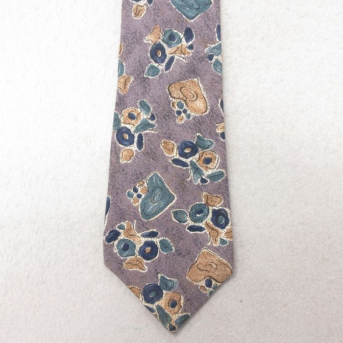 中古 ネクタイ 90年代 90s 花柄 シルク USA製 薄紫 パープル 25jul01