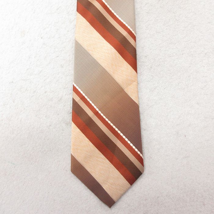 中古 ネクタイ 80年代 80s 茶他 ブラウン ボーダー 25jul01