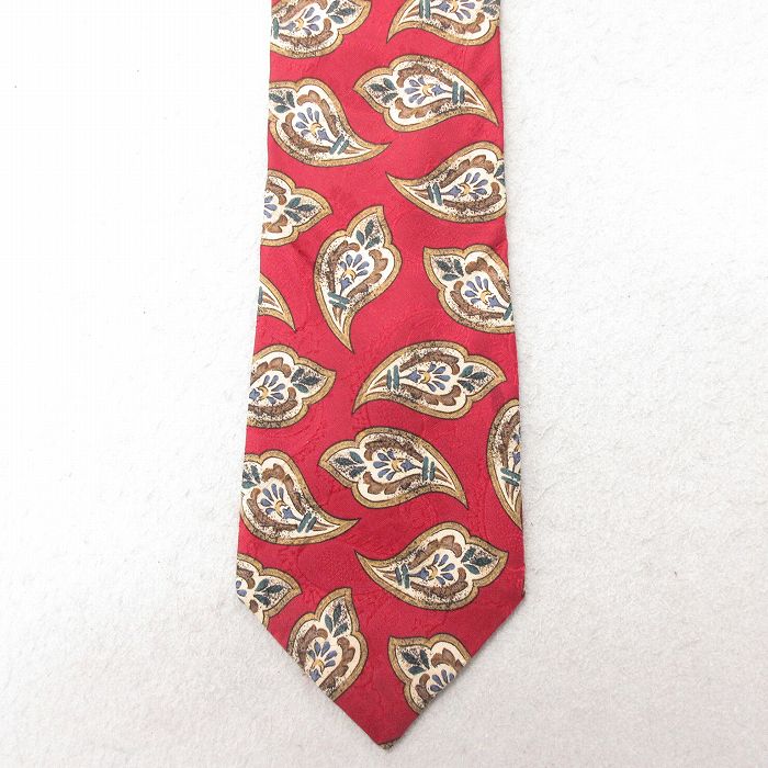 中古 ネクタイ 90年代 90s 花柄 シルク USA製 エンジ 25jul01
