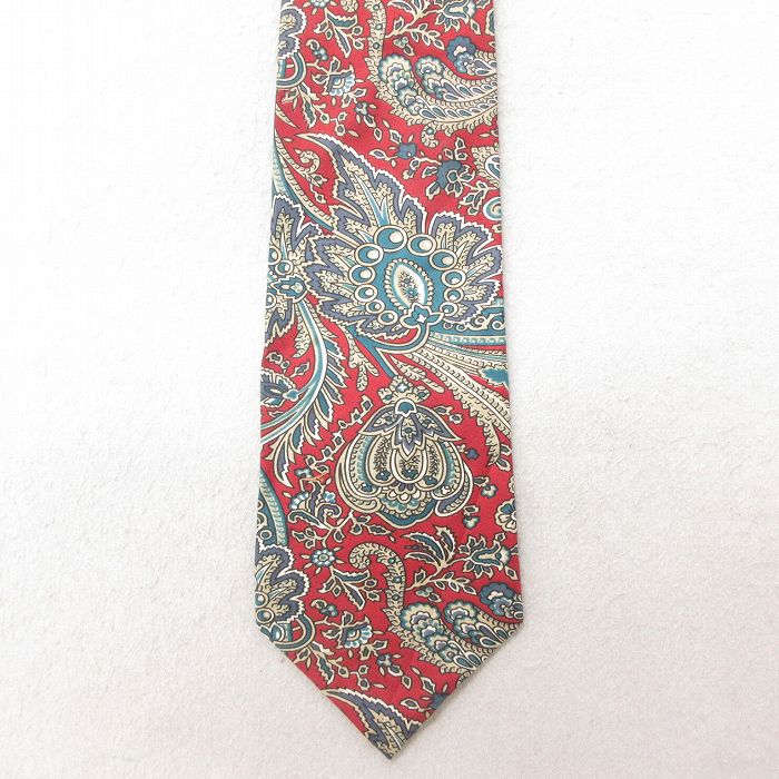 中古 ネクタイ 90年代 90s 花柄 シルク USA製 エンジ 25jul10