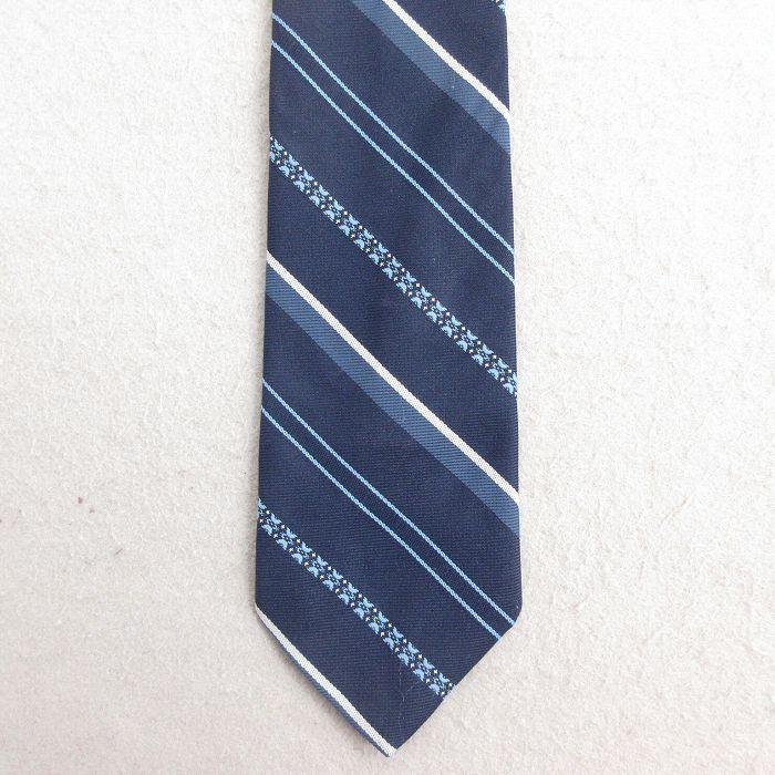 中古 ネクタイ 90年代 90s USA製 紺 ネイビー ボーダー 25jul10