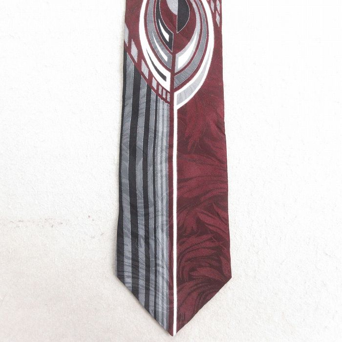 中古 ネクタイ 90年代 90s シルク USA製 エンジ他 25jul10