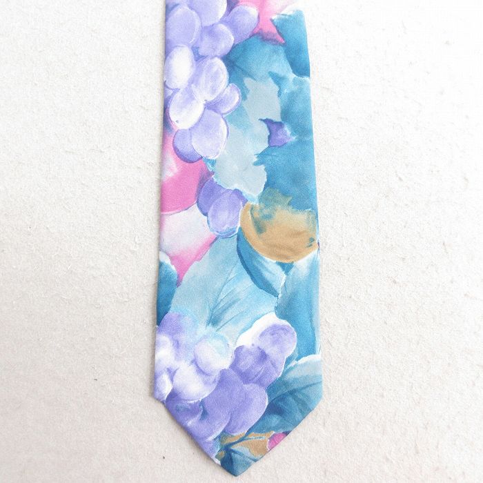 中古 ネクタイ 90年代 90s 花柄 薄紺 ネイビー 25jul10