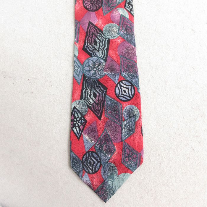 中古 ネクタイ 90年代 90s 総柄 シルク USA製 赤 レッド 25jul15
