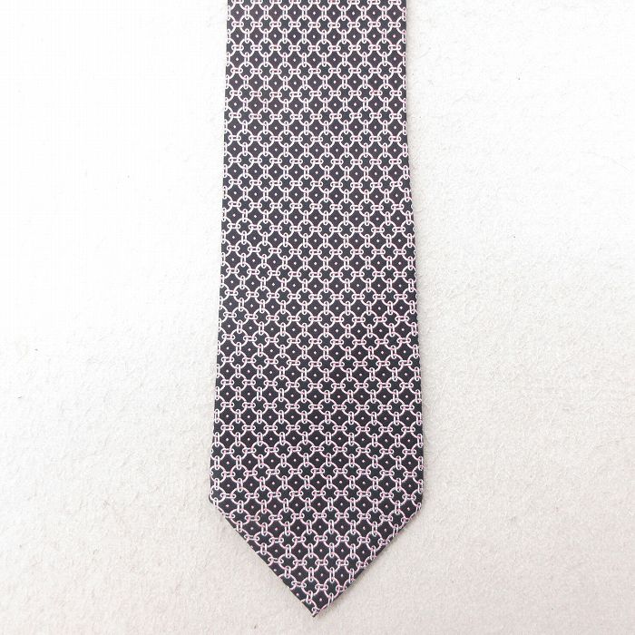 中古 ピエールカルダン pierre cardin ブランド ネクタイ 総柄 シルク 黒 ブラック 25jul15