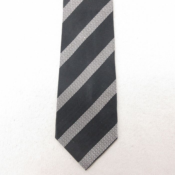 【20%OFF】中古 ネクタイ シルク 黒他 ブラック ボーダー 25jul15