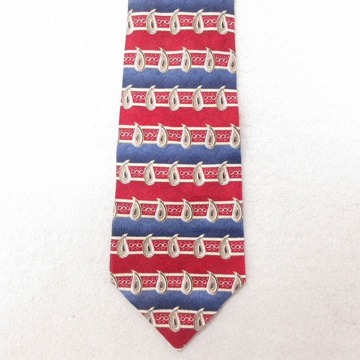 中古 ネクタイ 90年代 90s ペイズリー柄 シルク USA製 エンジ 25jul15