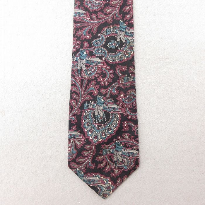 中古 rooster ネクタイ 90年代 90s ゴルフ シルク USA製 エンジ他 25jul15