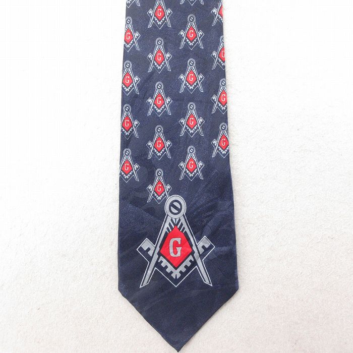 中古 ネクタイ フリーメイソン 紺 ネイビー 【spe】 25jul15