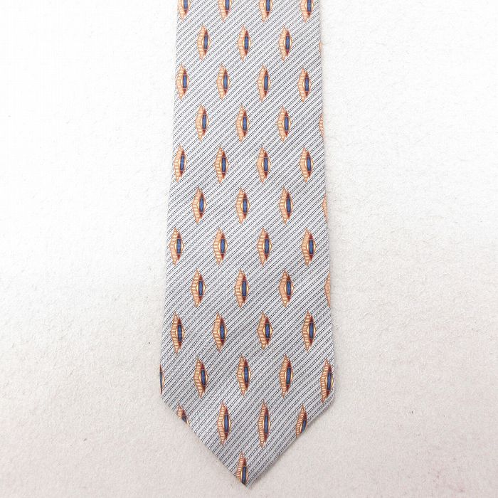 中古 ネクタイ 総柄 シルク グレー 25jul15