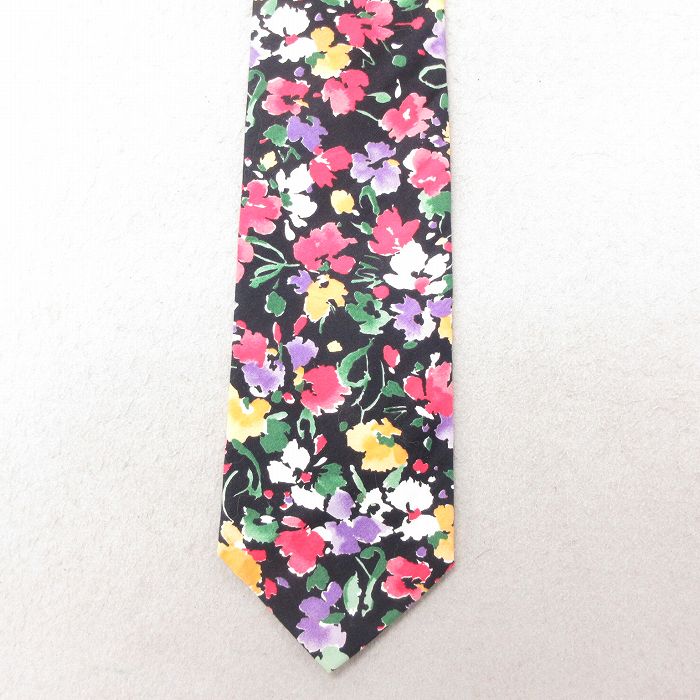 【20%OFF】中古 バンヒューセン ネクタイ 90年代 90s 花柄 黒 ブラック 25jul15