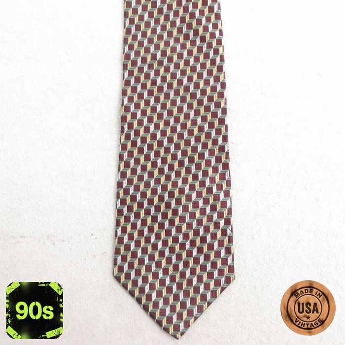 中古 ネクタイ 90年代 90s シルク USA製 エンジ 25jul23