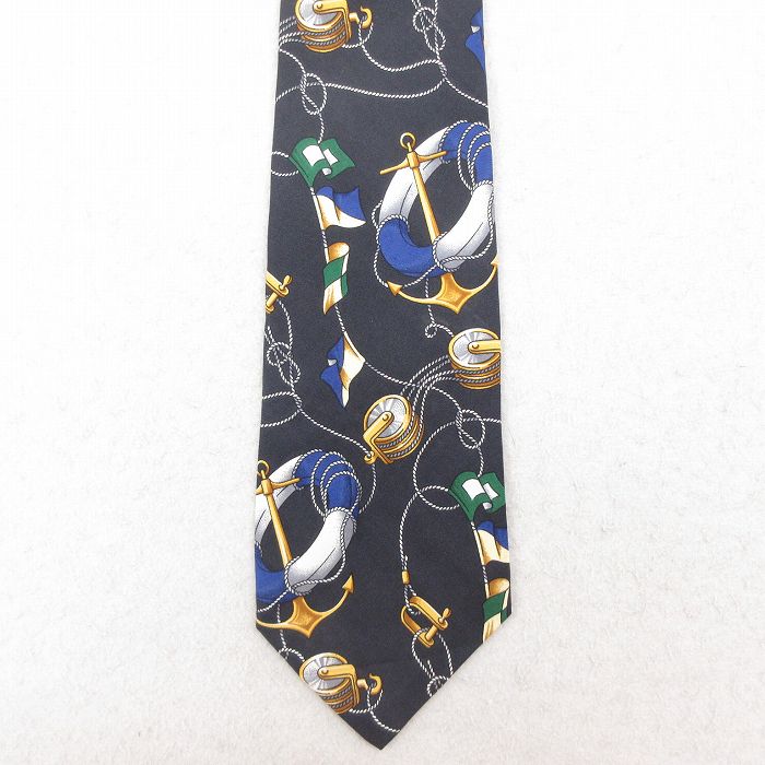 中古 ラルフローレン Ralph Lauren ブランド ネクタイ 90年代 90s イカリ シルク USA製 紺 ネイビー 25jul26