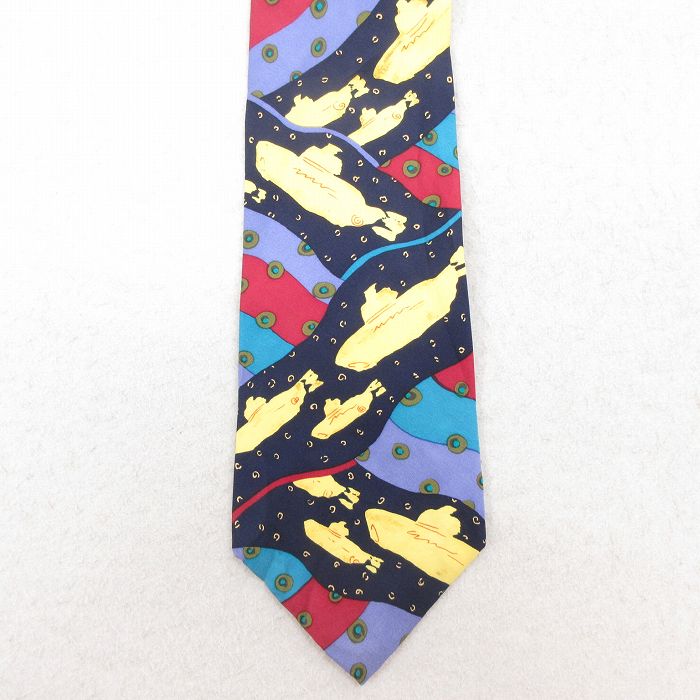 中古 ロック バンド ネクタイ 90年代 90s ビートルズ The Beatles シルク USA製 紺他 ネイビー 【spe】 25jul26