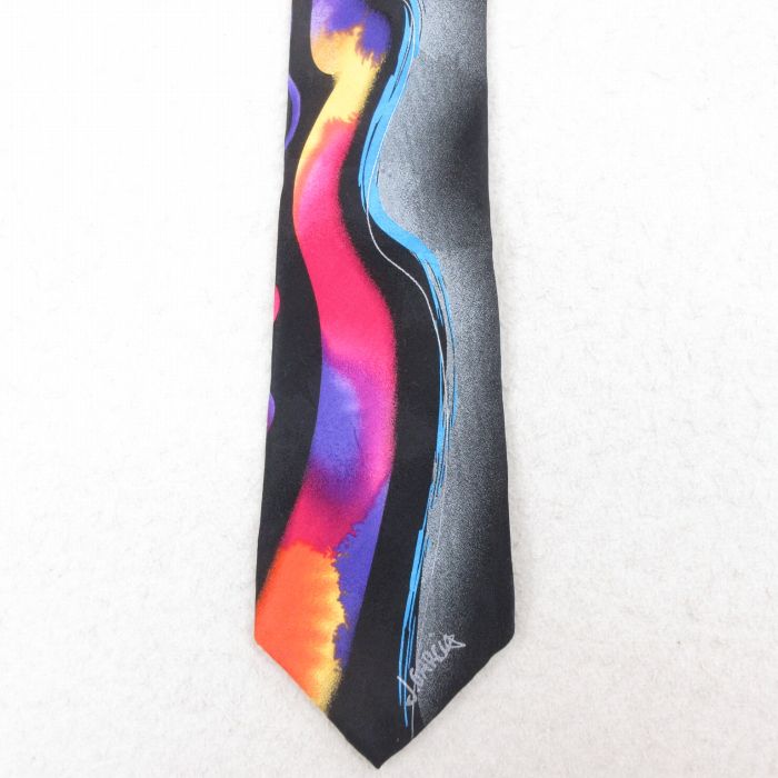 中古 ネクタイ ジェリーガルシア シルク 黒他 ブラック 25jul26