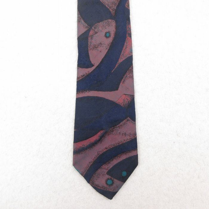 【50%OFF】中古 ネクタイ 90年代 90s 総柄 USA製 紺他 ネイビー 25jul26