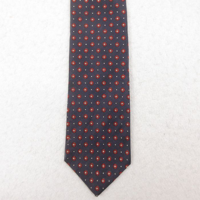 【20%OFF】中古 ネクタイ 80年代 80s 総柄 紺 ネイビー 25jul26