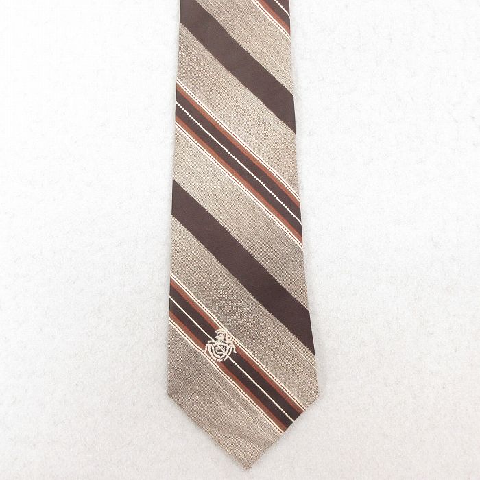 中古 ネクタイ 80年代 80s こげ茶 ブラウン ボーダー 25aug02