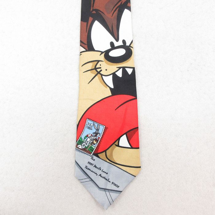 【20%OFF】中古 ネクタイ 90年代 90s ルーニーテューンズ LOONEY TUNES タズ USA製 黒 ブラック 【spe】 25aug02