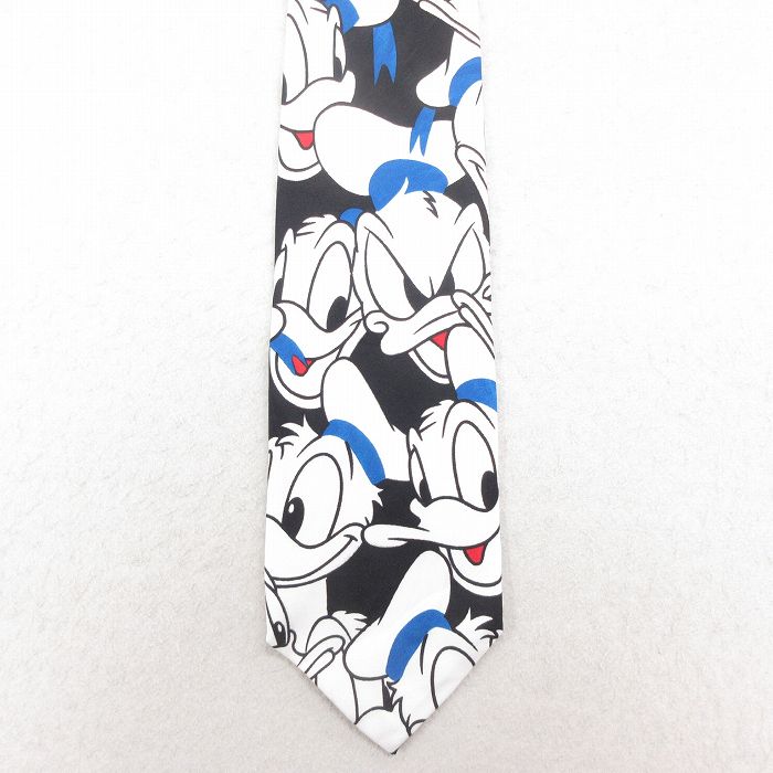 中古 ネクタイ 90年代 90s ディズニー DISNEY ドナルドダック USA製 白 ホワイト 【spe】 25aug02