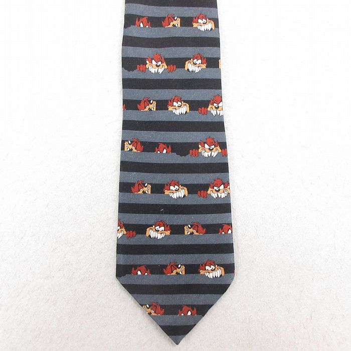 【20%OFF】中古 ネクタイ 00年代 00s ルーニーテューンズ LOONEY TUNES タズ シルク グレー 25aug02
