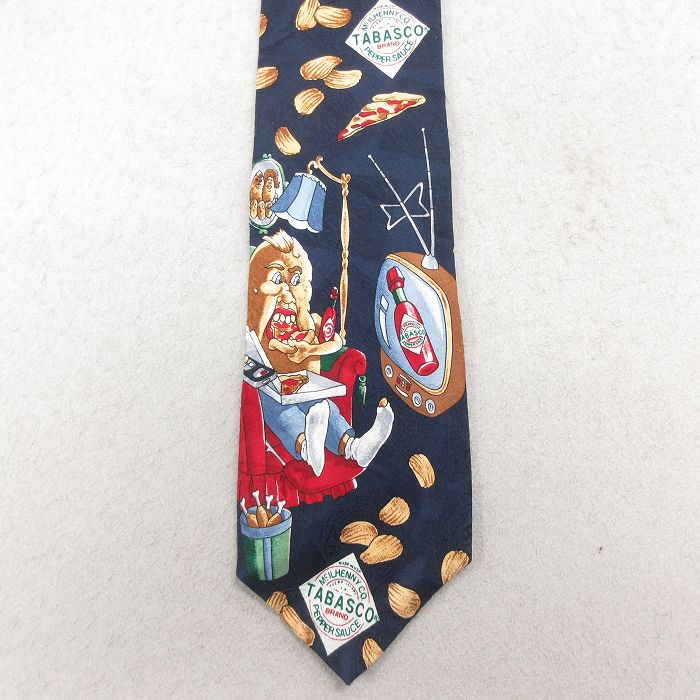 【20%OFF】中古 ネクタイ 90年代 90s タバスコ シルク USA製 紺 26feb05