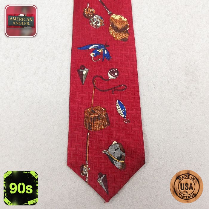 中古 ネクタイ 90年代 90s ルアー USA製 エンジ 26feb05