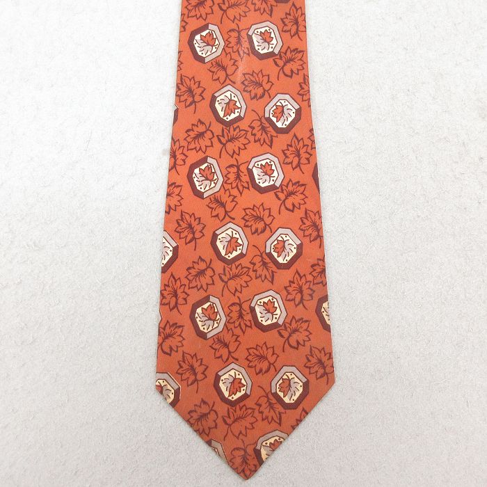 中古 アロー ビンテージ ネクタイ 70年代 70s 葉 USA製 茶【spe】 26feb05