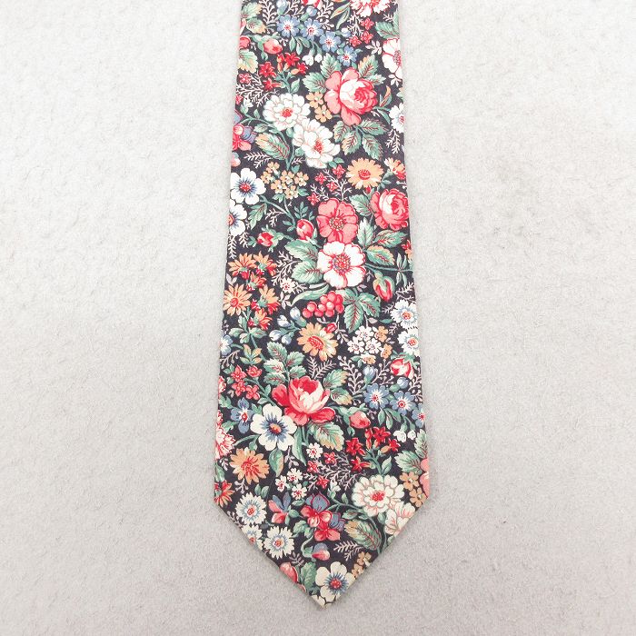 中古 rooster ネクタイ 90年代 90s 花柄 コットン USA製 黒他【spe】 26feb12