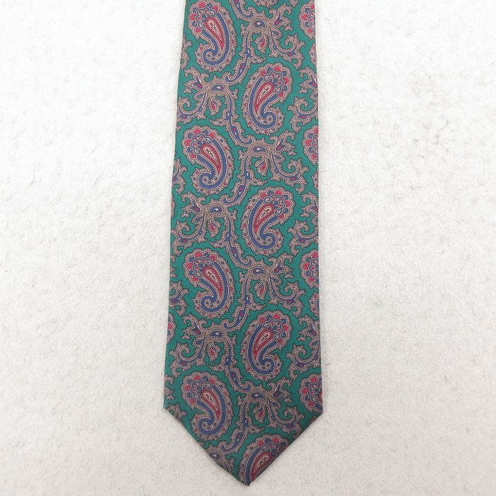 中古 JOS A BANK ネクタイ 90年代 90s ペイズリー柄 シルク USA製 緑 26feb26