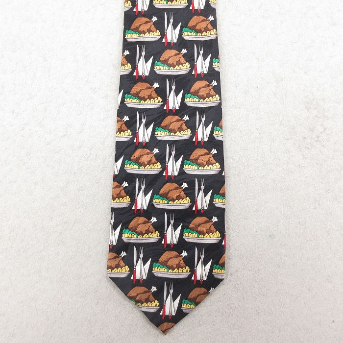 中古 ネクタイ チキン シルク 黒 26feb26