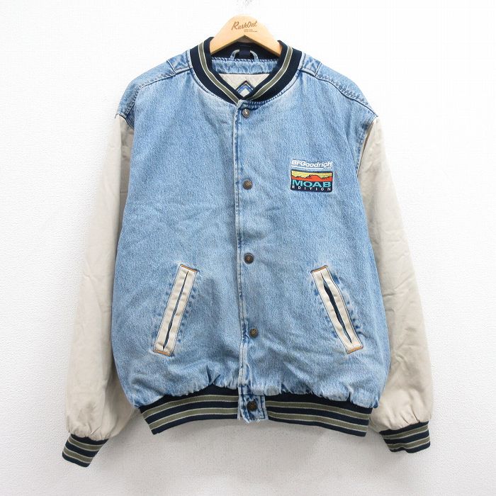 【20%OFF】XL★古着 長袖 デニム ジャケット スタジャン メンズ 00年代 00s MOAB 大きいサイズ コットン 紺 ネイビー 内側キルティング 24dec20 中古 アウター