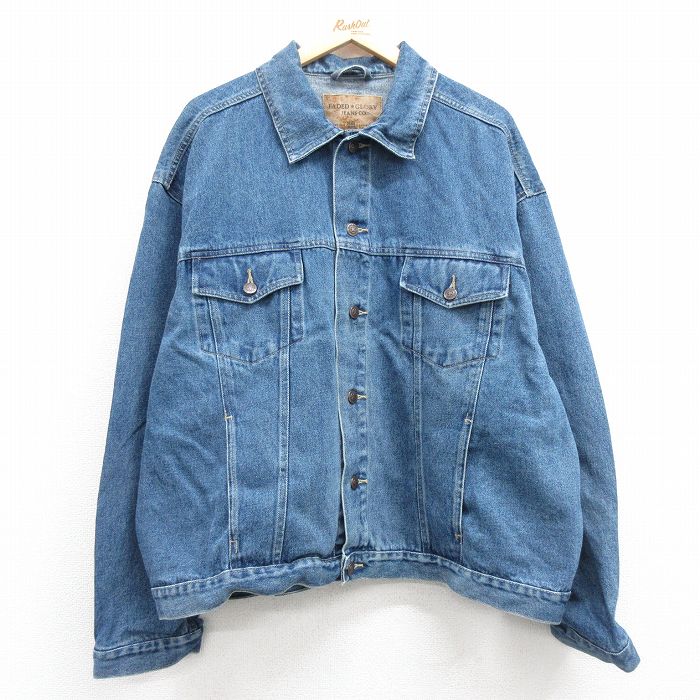 【50%OFF】XL★古着 FADED GLORY 長袖 ジージャン メンズ 大きいサイズ コットン 紺 ネイビー デニム 25jan14 中古 アウター Gジャン ジャケット
