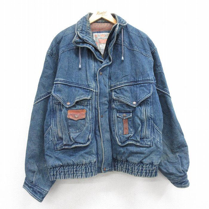 XL★古着 TODAYS NEWS 長袖 デニム ジャケット メンズ コットン 紺 ネイビー 25feb12 中古 アウター