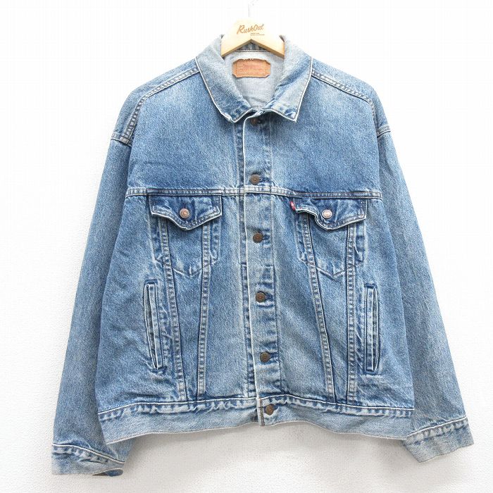 XL★古着 リーバイス Levis 70507 長袖 ジージャン メンズ 90年代 90s コットン USA製 紺 ネイビー デニム 【spe】 25feb12 中古 アウター Gジャン ジャケット