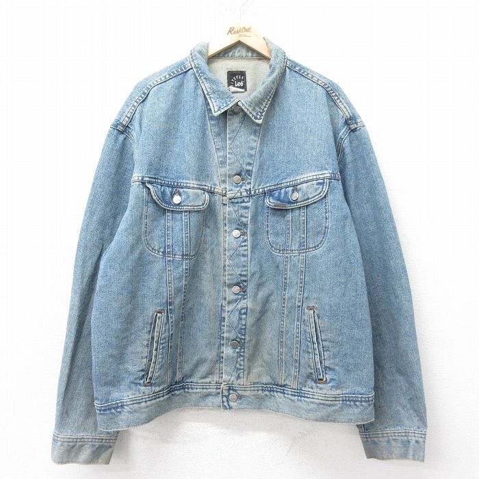 XL★古着 リー Lee 長袖 ジージャン メンズ 90年代 90s 大きいサイズ コットン USA製 紺 ネイビー デニム 25feb14 中古 アウター Gジャン ジャケット