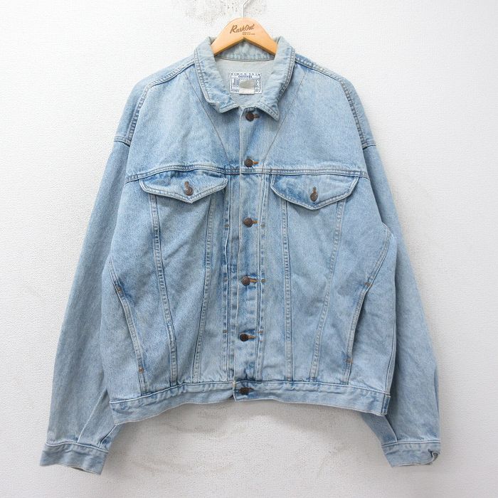 XL★古着 ジョウーダッシュ 長袖 ジージャン メンズ 90年代 90s 大きいサイズ コットン 紺 ネイビー デニム 25feb15 中古 アウター Gジャン ジャケット
