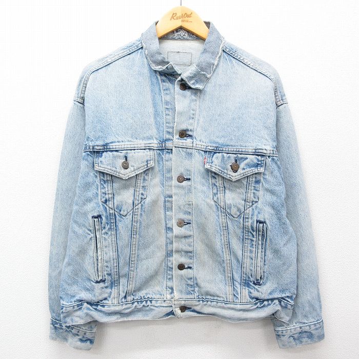 L★古着 リーバイス Levis 70507 長袖 ジージャン メンズ 90年代 90s ボロ コットン USA製 薄紺 ネイビー デニム 【spe】 25feb22 中古 アウター Gジャン ジャケット