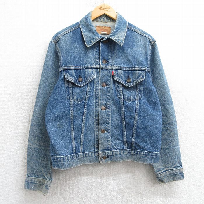 M★古着 リーバイス Levis 70505 長袖 ビンテージ ジージャン メンズ 70年代 70s コットン USA製 紺 ネイビー デニム 【spe】 25mar05 中古 アウター Gジャン ジャケット