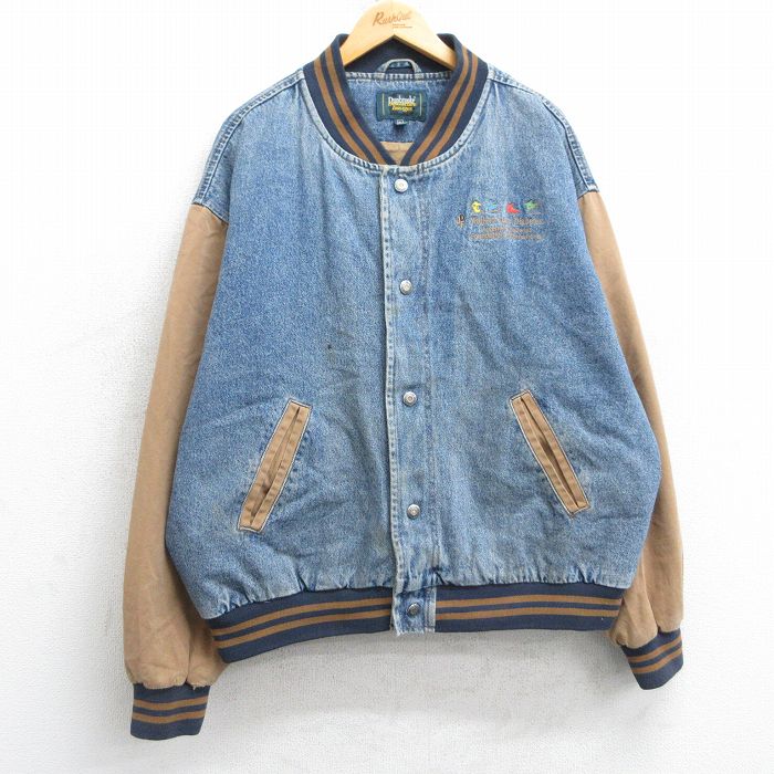 XL★古着 Dunbrooke 長袖 デニム ジャケット メンズ 00年代 00s スケート ツートンカラー 大きいサイズ コットン 紺他 ネイビー 25mar05 中古 アウター