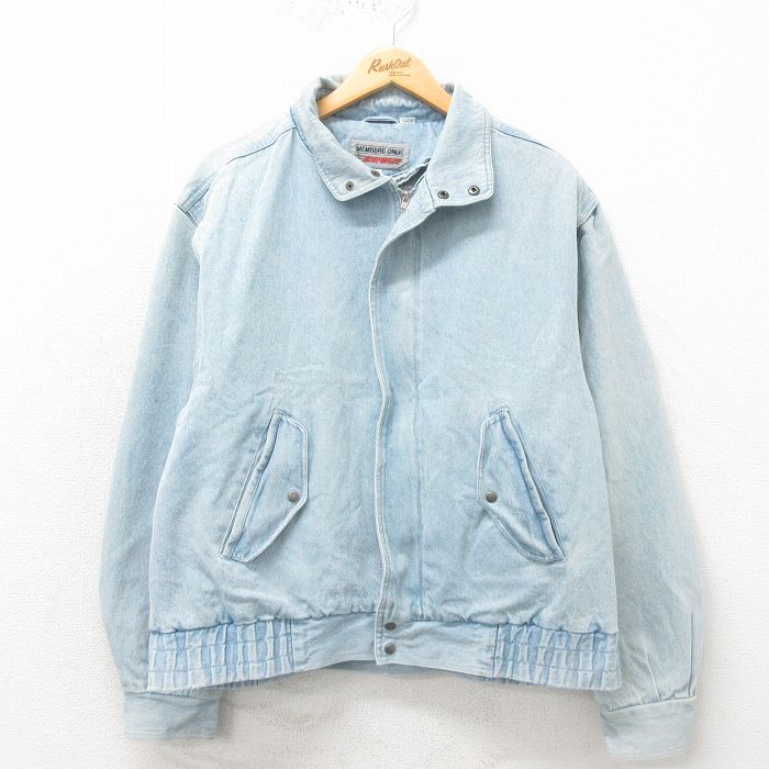 XL★古着 メンバーズオンリー 長袖 ジージャン メンズ 90年代 90s コットン 薄紺 ネイビー デニム 25may12 中古 アウター Gジャン ジャケット