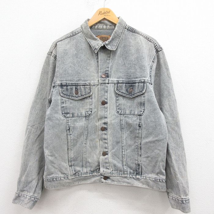 L★古着 ギャップ GAP 長袖 ジージャン メンズ 90年代 90s コットン USA製 グレー デニム 25aug09 中古 アウター Gジャン ジャケット