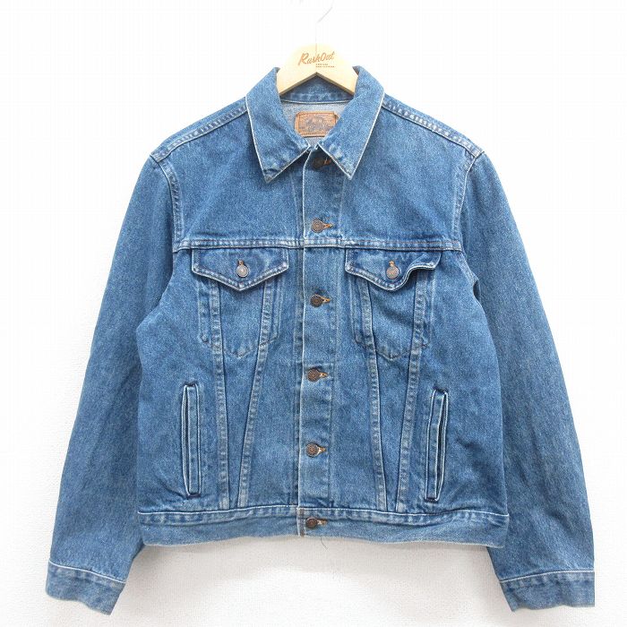 M★古着 JCペニー 長袖 ジージャン メンズ 90年代 90s コットン USA製 紺 ネイビー デニム 25aug09 中古 アウター Gジャン ジャケット
