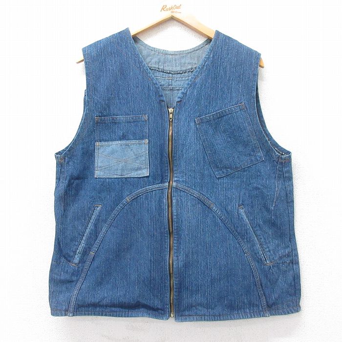 L★古着 デニム ベスト メンズ 80年代 80s タロン 紺 ネイビー 【spe】 25sep11 中古 アウター