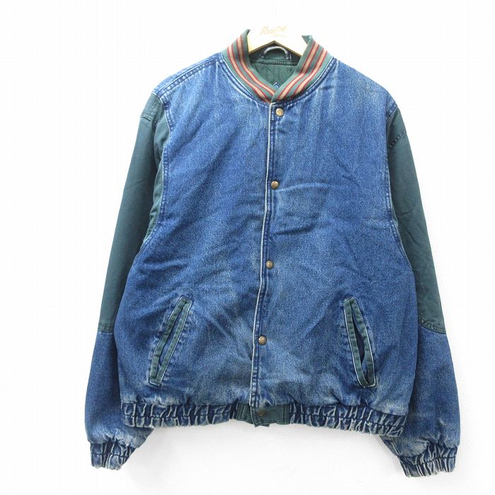 XL★古着 長袖 デニム ジャケット スタジャン メンズ 00年代 00s コットン 紺 ネイビー デニム他 25sep27 中古 アウター