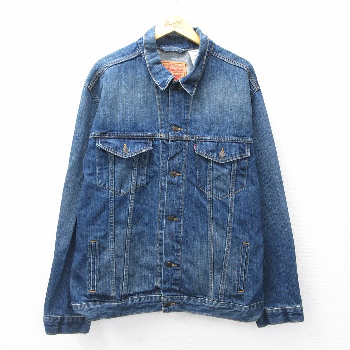 XL★古着 リーバイス Levis 70507 長袖 ジージャン メンズ 大きいサイズ コットン 濃紺 ネイビー デニム 25sep27 中古 アウター Gジャン ジャケット