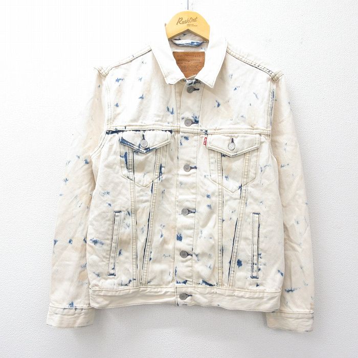 M★古着 リーバイス Levis 長袖 ジージャン メンズ ケミカルウォッシュ コットン 紺 ネイビー デニム 25sep27 中古 アウター Gジャン ジャケット