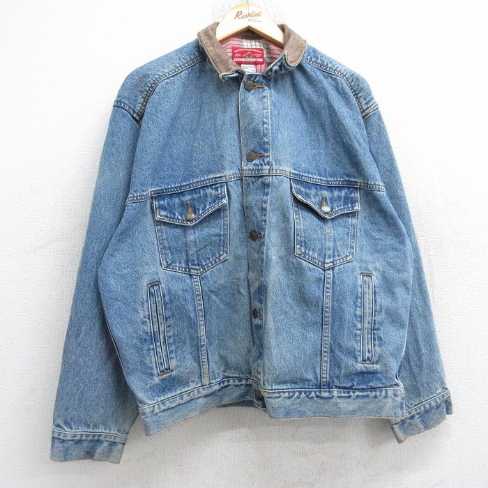 【50%OFF】マルボロ 90s 長袖ジージャン 襟レザー ネイビー XL | 古着