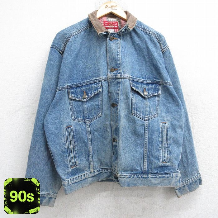 【50%OFF】マルボロ 90s 長袖ジージャン 襟レザー ネイビー XL | 古着